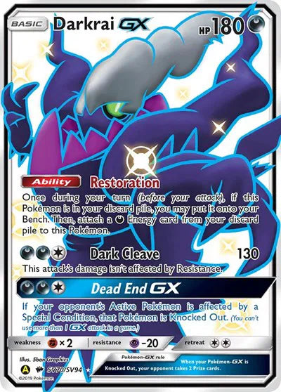 Darkrai GX Hidden Fates: Shiny Vault Shiny Holo Rare SV70/SV94