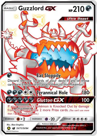 Guzzlord GX Hidden Fates: Shiny Vault Shiny Holo Rare SV71/SV94
