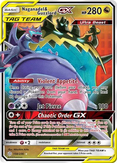 Naganadel & Guzzlord GX Pokemon Ultra Rare 158/236 Cosmic Eclipse - Near mint (NM)