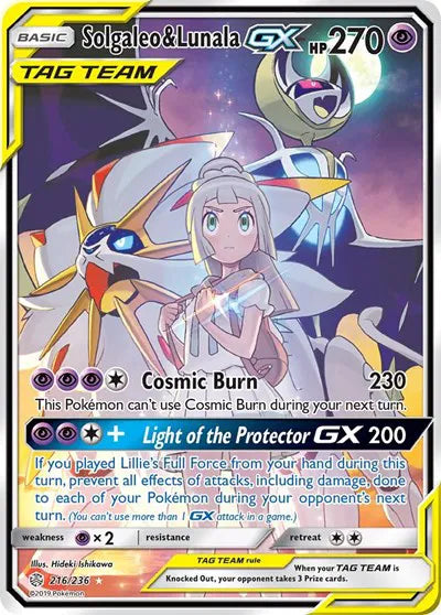 Solgaleo & Lunala GX (Full Art) Cosmic Eclipse Ultra Rare 216/236