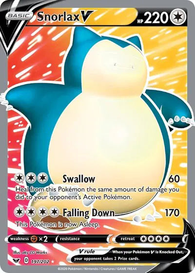Snorlax V (Full Art) Sword & Shield Base Set Ultra Rare 197/202