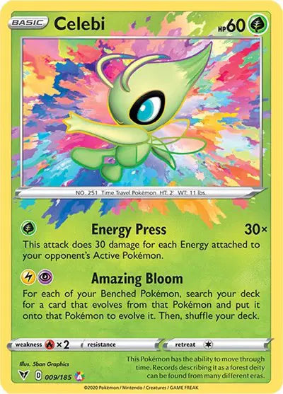 Celebi Pokemon Amazing Rare 009/185 Vivid Voltage