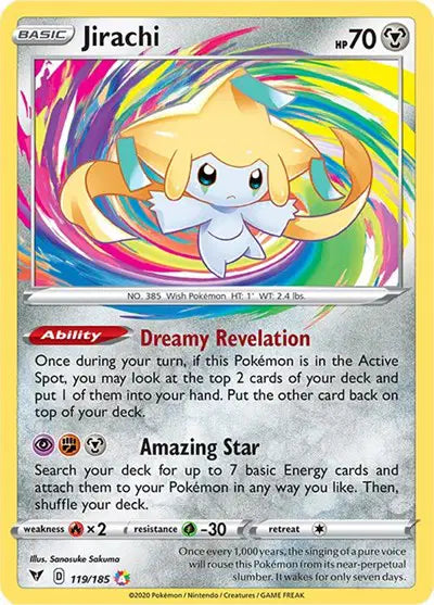 Jirachi Pokemon Amazing Rare 119/185 Vivid Voltage