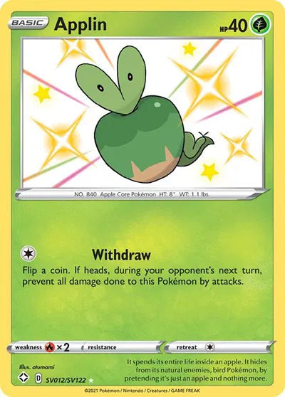 Applin Shining Fates: Shiny Vault Shiny Holo Rare SV012/SV122