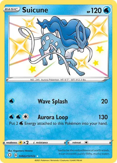 Suicune Shining Fates: Shiny Vault Shiny Holo Rare SV022/SV122