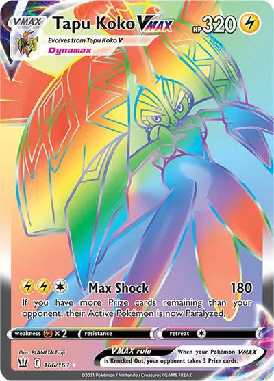 Tapu Koko VMAX (Secret) Pokemon Secret Rare 166/163 Battle Styles