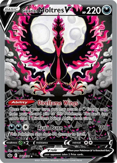Galarian Moltres V (Alternate Full Art) Ultra Rare 177/198 Chilling Reign