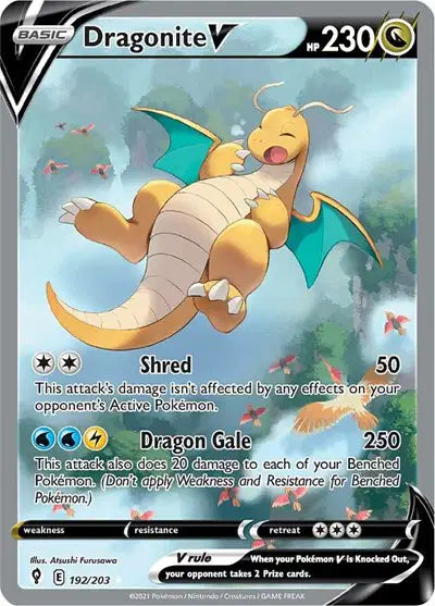 Dragonite V (Alternate Full Art) Pokemon Ultra Rare 192/203 Evolving Skies