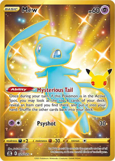 Mew (Secret) Pokemon Secret Rare 025/025 Celebrations