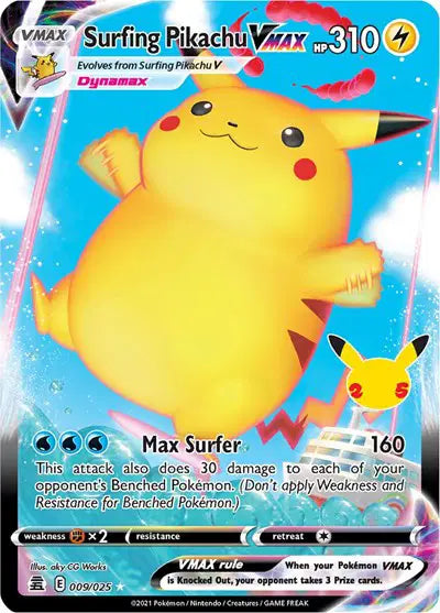 Surfing Pikachu VMAX Ultra Rare 009/025 Celebrations