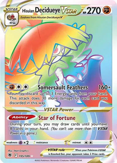 Hisuian Decidueye VSTAR (Secret) Astral Radiance Ultra Rare 195/189