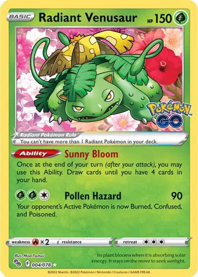 Radiant Venusaur Pokemon Radiant Rare 004/078 Pokemon Go