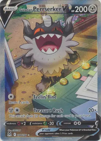 Galarian Perrserker V (Alternate Full Art) Pokemon Ultra Rare 184/196 Lost Origin