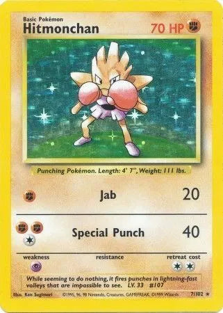 Hitmonchan Base Set (Unlimited) Holo Rare 7