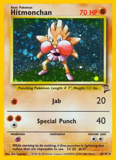 Hitmonchan Holo Rare 8 Base Set 2
