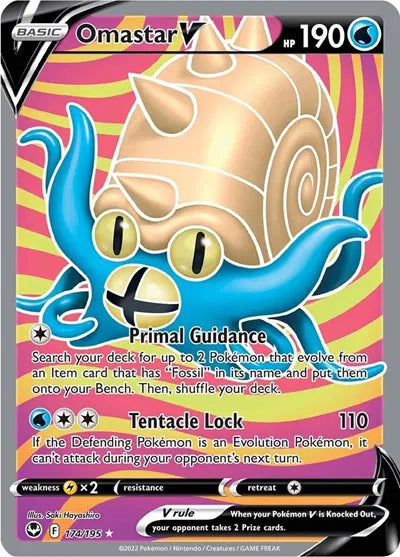 Omastar V (Full Art) Pokemon Ultra Rare 174/195 Silver Tempest