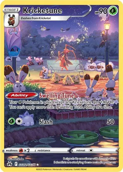 Kricketune Pokemon Holo Rare GG02/GG70 Crown Zenith: Galarian Gallery