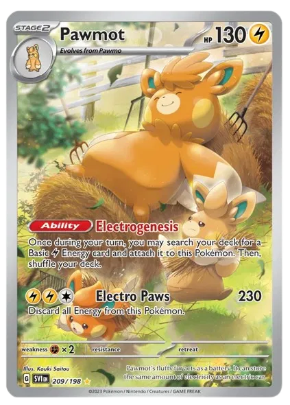 Pawmot Pokemon Illustration Rare 209/198 Scarlet & Violet Base Set