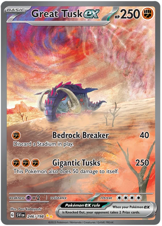 Great Tusk ex Special Illustration Rare 246/198 Scarlet & Violet Base Set