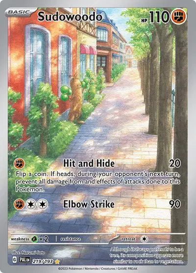 Sudowoodo Pokemon Illustration Rare 219/193 Paldea Evolved