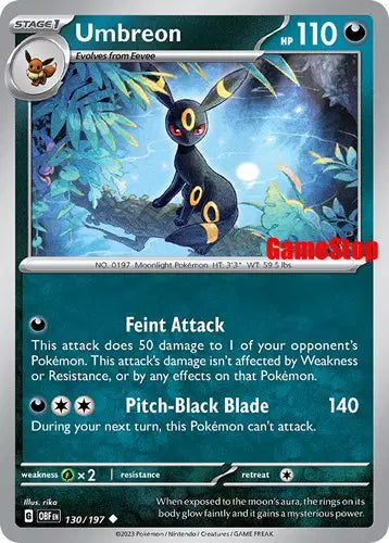 Umbreon - 130/197 (GameStop Exclusive) Pokemon Promo 130/197 Scarlet & Violet Promo