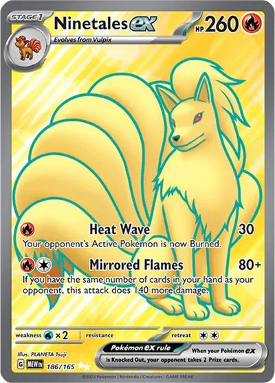 Ninetales ex Pokemon Ultra Rare 186/165 SV: 151