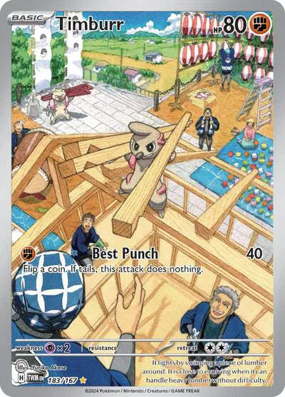 Timburr Pokemon Illustration Rare 183/167 Twilight Masquerade