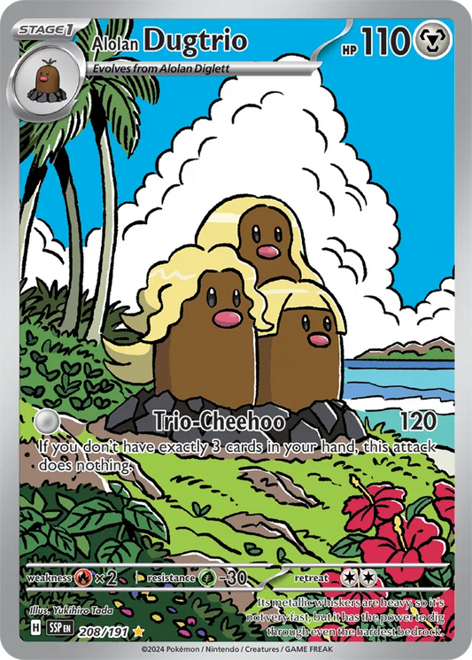 Alolan Dugtrio Illustration Rare 208/191 Surging Sparks - Near mint-mint (NM-MT)