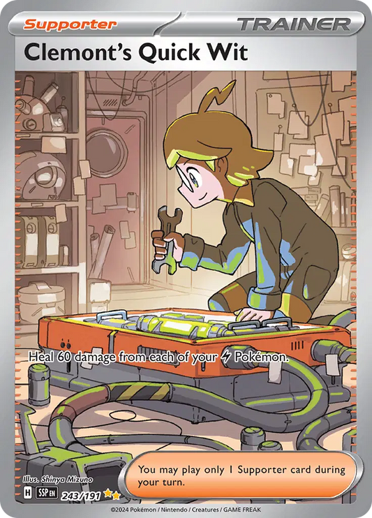 Clemont's Quick Wit Pokemon Special Illustration Rare 243/191 Surging Sparks