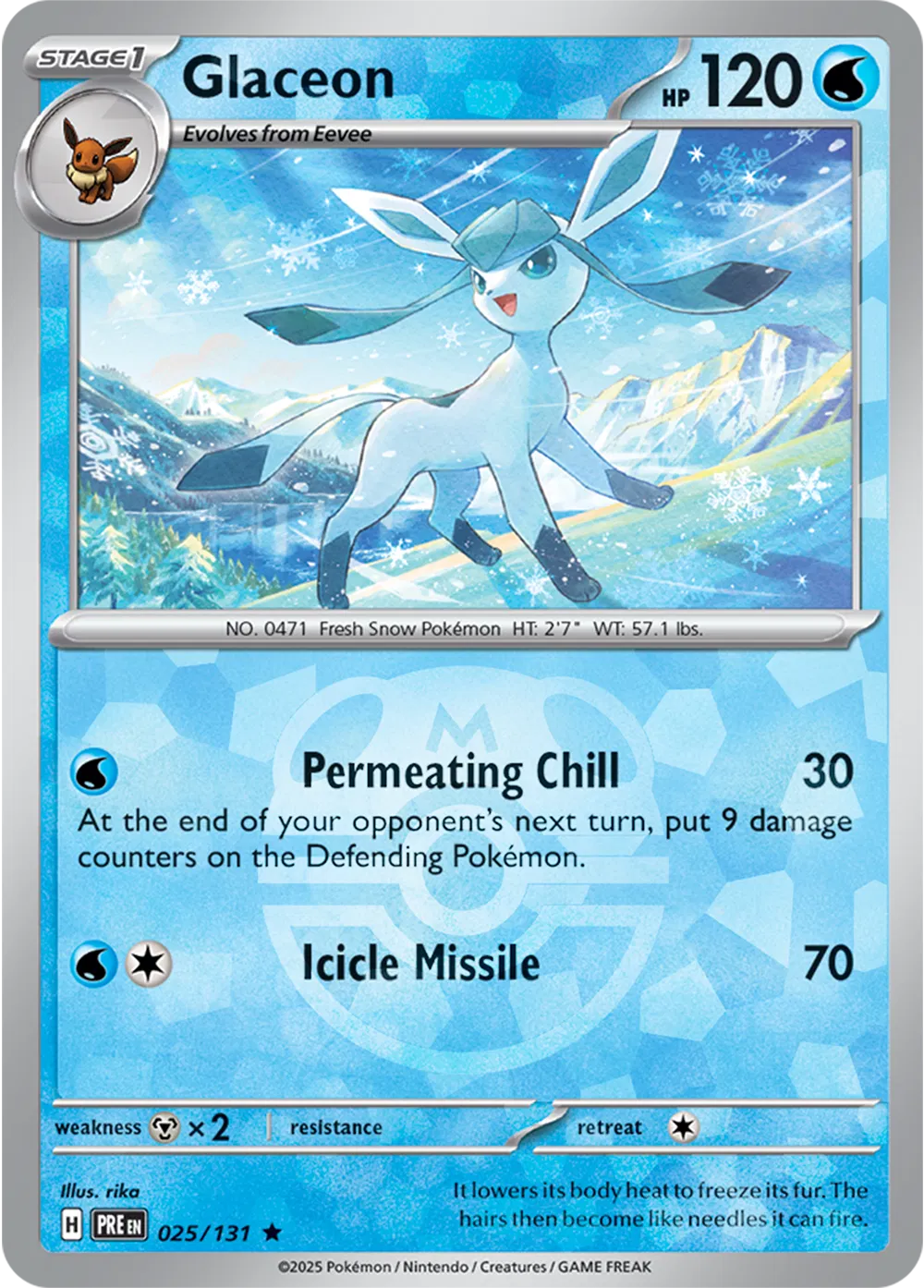 Glaceon (Master Ball Pattern) Prismatic Evolutions Rare 025/131