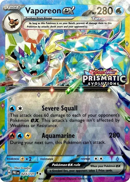 Vaporeon ex - 023/131 (Prismatic Evolutions Stamp) Pokemon Promo 023/131 Miscellaneous Cards & Products