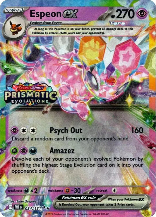 Espeon ex - 034/131 (Prismatic Evolutions Stamp) Pokemon Promo 034/131 Miscellaneous Cards & Products