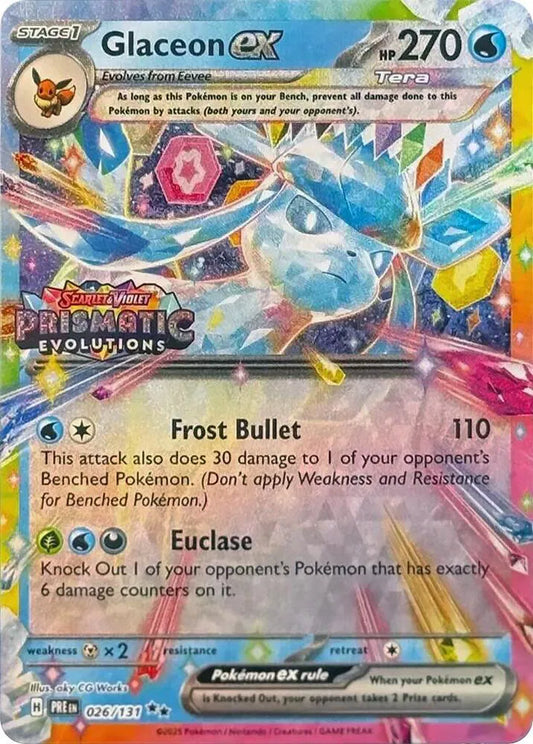 Glaceon ex - 026/131 (Prismatic Evolutions Stamp) Pokemon Promo 026/131 Miscellaneous Cards & Products