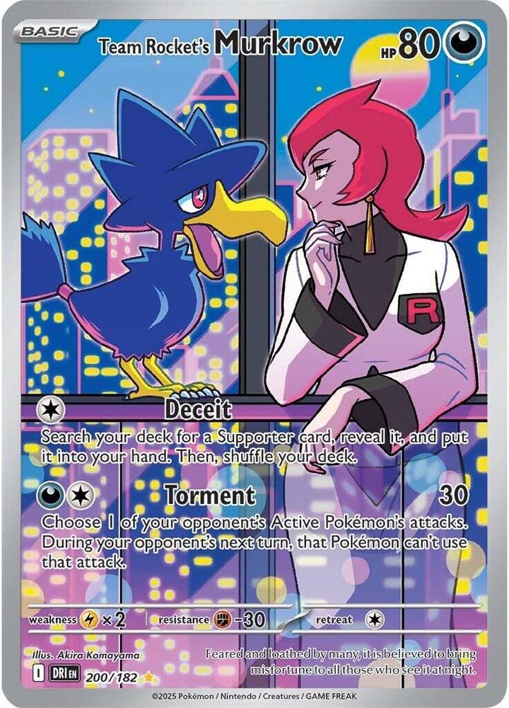 Team Rocket's Murkrow Pokemon Illustration Rare 200/182 Destined Rivals - Near mint (NM)