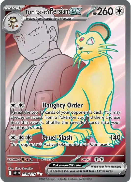 Team Rocket's Persian ex Pokemon Ultra Rare 219/182 Destined Rivals