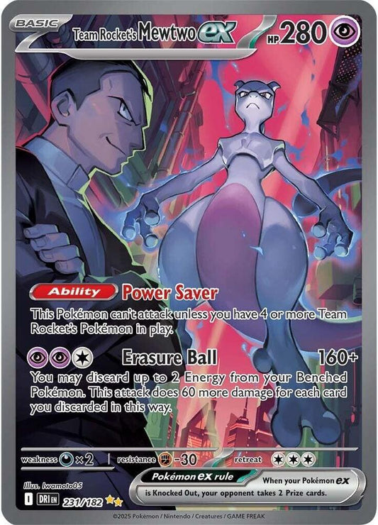 Team Rocket's Mewtwo ex Special Illustration Rare 231/182 Destined Rivals