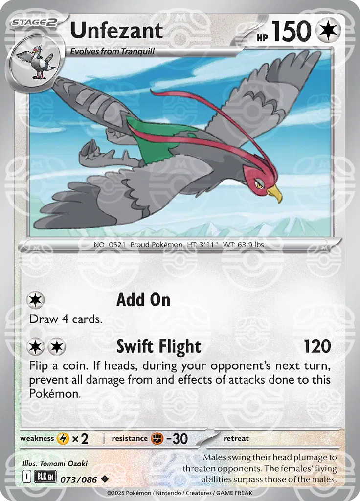 Unfezant (Master Ball Pattern) Black Bolt Uncommon 073/086