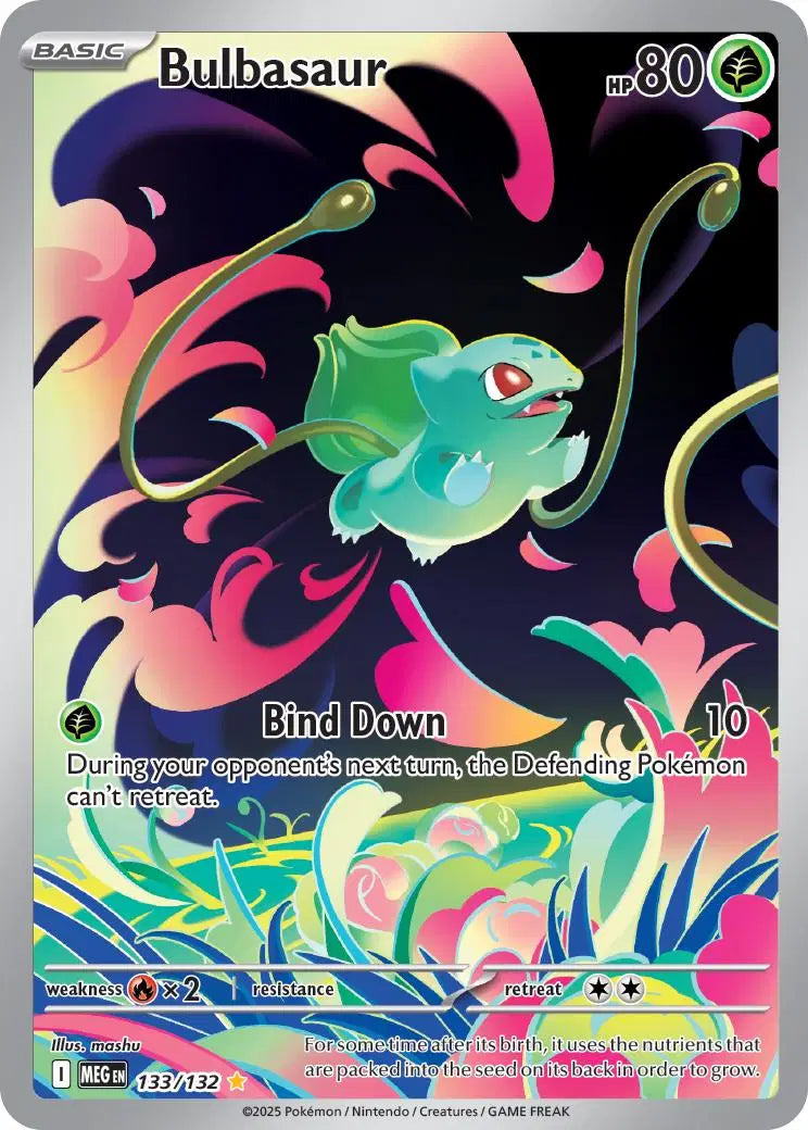 Bulbasaur Shiny Rare 133/132 Mega Evolution