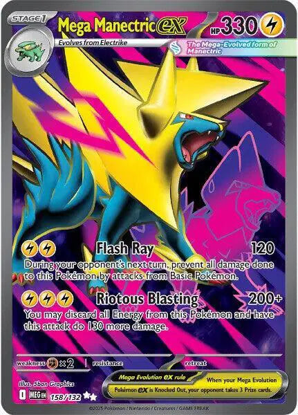 Mega Manectric ex Pokemon Ultra Rare 158/132 Mega Evolution