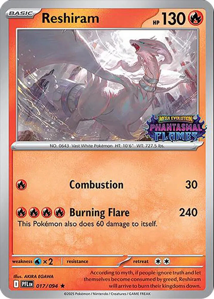 Reshiram (Phantasmal Flames Stamped) Miscellaneous Cards & Products Rare 017/094