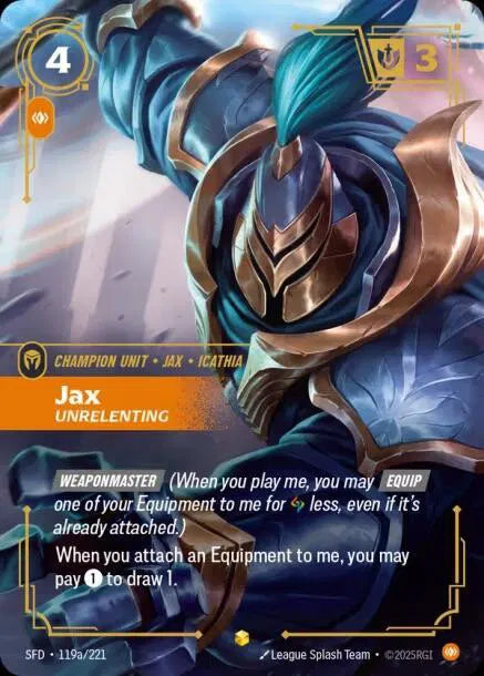 Jax - Unrelenting (Alternate Art) Spiritforged Showcase • 119a/221 Foil