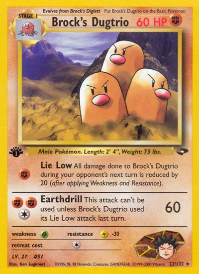 Brock's Dugtrio Gym Challenge Rare 22 1st Edition