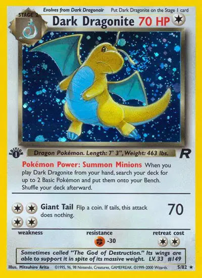 Dark Dragonite Pokemon Holo Rare 5 Team Rocket First Edition