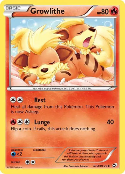 Growlithe Pokemon Uncommon RC4 Legendary Treasures: Radiant Collections - Light Played