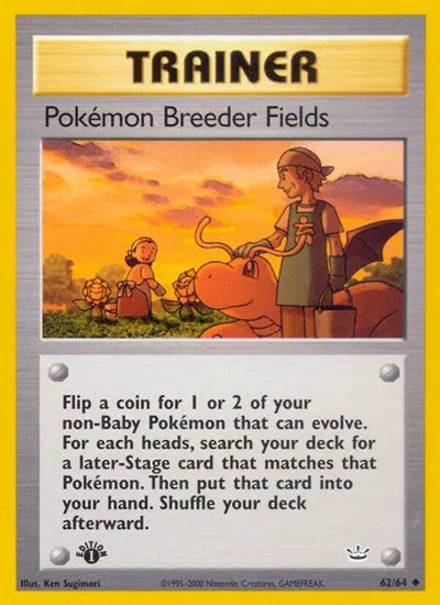 Pokemon Breeder Fields Neo Revelation Uncommon • 62 1st Edition