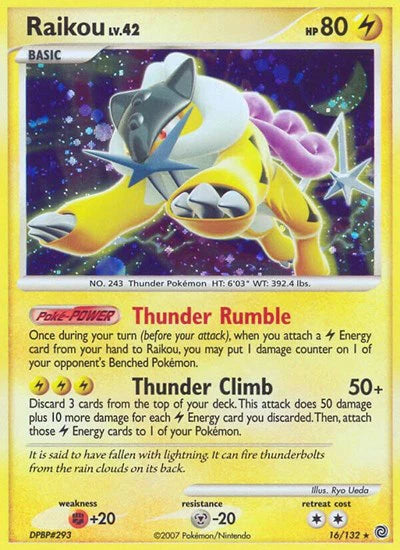 Raikou Pokemon Holo Rare 16 Secret Wonders