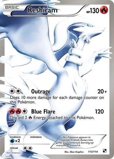Reshiram (Full Art) Ultra Rare 113 Black and White