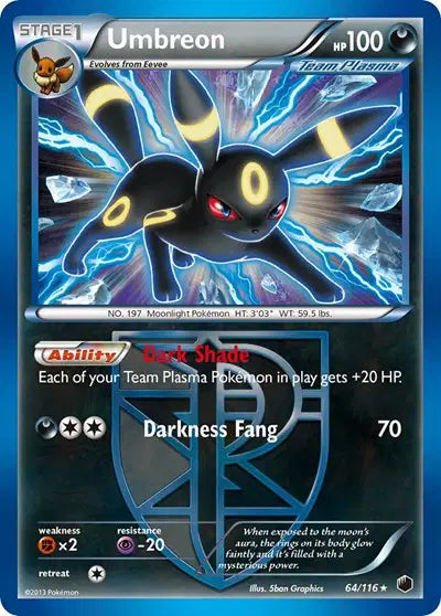 Umbreon (Team Plasma) Holo Rare 64 Plasma Freeze