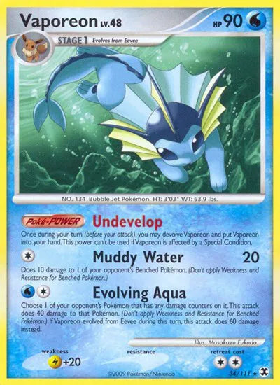 Vaporeon Rising Rivals Rare 34 [Reverse Holo]
