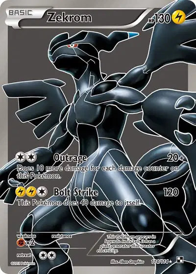 Zekrom (Full Art) Pokemon Ultra Rare 114 Black and White